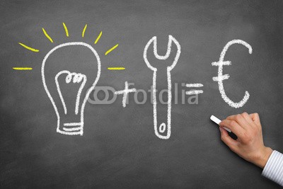 Coloures-pic, Erfolgskonzept (geistesprodukt, erfolg, konzept, gewinn, wohlstand, blühend, instrumente, dienstleistungen, debatten, arbeit, job, beruf, geld, raten, abtrennung, business, lampe, glühbirne, euro, kreativität, zielen, innovation, planung, ideen, symbol, strategi)