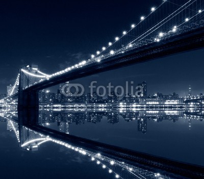 Evgeny Dubinchuk, New York City, Brooklyn Bridge (new york city, brooklyn bridge, manhattan, nacht, skyline, niemand, amerika, uns, brücke, brooklyn, new york city, architektur, gebäude, stadt, stadtlandschaft, uns, downtown, empire state, vorabend, abend, berühmt, financial district, tor, hafe)