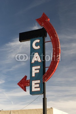 forcdan, Cafe on Route 66 (reisen, zeichen, straßen, jahrgang, alt, historisch, trip, himmel, routen, amerika, blau, highway, retro, neon, arizona, leerstehend, motel, straßenrand, 66, pfeil, oden, uns, hotel, verkehr, states, abendessen, vereinigt, unterkunft, antikes, nostalgi)