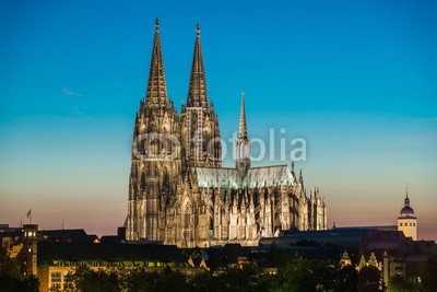 davis, Kölner Dom (cologne, cologne, dom, architektur, abend, rhein, stadt, flu)