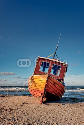 Frank Waßerführer, Ostseekutter (fischerboot, cutter, trawler, schiff, boot, ostsee, stranden, küste, meer, ufer, insel, usedom, mecklenburg-vorpommern, wasser, welle, sand, blue sky, fischfang, brandung, landschaf)