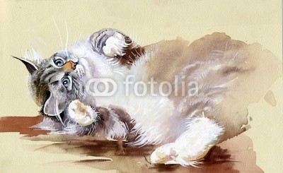 Nadiia Starovoitova, Watercolor Animal Collection: Cat (tier, kunst, blau, pinselstrich, schmetterling, karte, katze, ament, clipart, bunt, entwerfen, zeichnung, ausdruck, grafik, grau, abbildung, katzenbaby, katze, alt, malerei, papier, haustier, katze, shading, sketch, symbolisch, vorlage, klang, jahrgan)