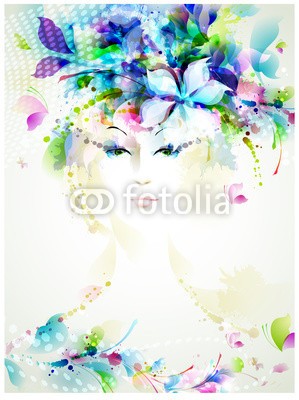 artant, Beautiful fashion women with summer design elements (gesicht, blume, mädchen, kopf, natur, leute, vektor, wasserfarben, frau, abstrakt, abstraktion, kunstvoll, artwork, backgrounds, banner, schöner, schönheit, leere, kosmetik, deckung, kreativ, dekoration, entwerfen, elemente, auge, fantasy, gestalte)