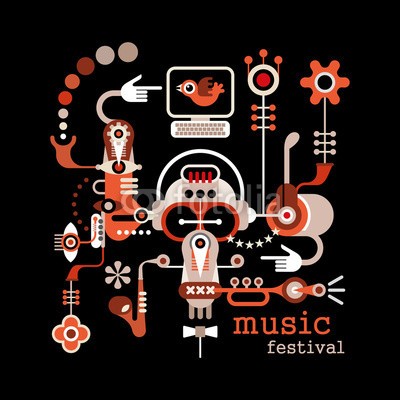 dan8, Music Festival (musik, festival, vektor, kunst, abbildung, abstrakt, jazz, gitarre, saxophon, saxophon, konzert, schwarz, party, monkey, isoliert, blume, symbol, vögel, hand, auge, computer, irreal, seltsam, bizarre, karneval, zeichen, banner, text, entwerfen, nach)