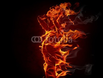 -Misha, Fiery girl (feuer, mädchen, tanzen, party, dancing, disko, diskothek, musik, flammendes, hot, feurig, abbildung, frau, kräfte, rot, schwarz, nacht, flamme, dunkel, konzept, gespenster, rauch, lodernd, anbrennen, funke, brennen, textur, backgrounds, isoliert, vertika)