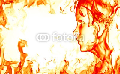 -Misha, Fiery face (feurig, hot, textur, backgrounds, isoliert, kräfte, horizontale, anbrennen, abstrakt, effekt, elegant, fließen, weich, weiß, gesicht, mädchen, flamme, feuer, frau, rot, schönheit, kunst, artwork, attraktiv, schöner, branden, brennen, konzeptionel)