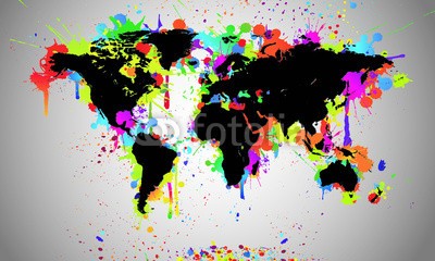 z0r0z, Worldmap Black Splash - Weltkarte (welt, zeichnen, schwarz, schwarz, platsch, bunt, platz, platsch, farbe, fleck, gischt, graffiti, welt, welt, gra)