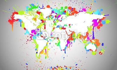 z0r0z, Worldmap White Splash - Weltkarte (welt, zeichnen, schwarz, schwarz, platsch, bunt, platz, platsch, farbe, fleck, gischt, graffiti, welt, welt, gra)