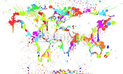 z0r0z, Worldmap White Background Splash - Weltkarte (welt, zeichnen, weiß, platsch, bunt, platz, platsch, farbe, fleck, gischt, graffiti, welt, welt, gra)
