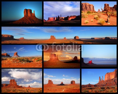 David Smith, Collage showing different views of Monument Valley (monument valley, collage, oden, landschaft, reisen, natur, uns, park, fels, blau, himmel, sandstone, rot, navajo, arizona, vale, western, westen, monuments, südwesten, wild, utah, horizont, sand, indianer, landschaftlich, schlucht, draußen, fausthandschu)
