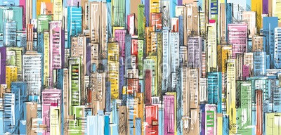 dahabians, Cityscape. Hand drawn vector (architektur, stadt, panorama, landschaft, stadtlandschaft, gebäude, entwerfen, life, nacht, sketch, straße, urbano, stil, abend, kunst, downtown, turm, symbolik, konzept, linie, schatten, licht, grafik, elemente, digitales, dunkel, modern, abbildun)