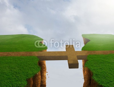 kevron2001, Cross bridge (kreuz, brücke, lücke, felsen, berg, vale, gras, feld, wiese, pfad, straßen, gefahr, safety, wolken, natur, konzept, surrea)