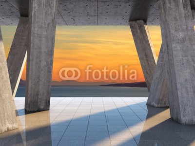 FreshPaint, Architectural design of the terrace (architektur, apartment, gebäude, kolonne, abstrakt, terrassen, entwerfen, beton, leer, geometrisch, grunge, halle, zuhause, haus, gewerblich, interieur, large, lounge, modern, wohn, steigung, zimmer, meer, himmel, sunlight, sonnenuntergänge, 3d, al)