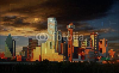 emeritus2010, dallas skyline (dallas, skyline, mosaik, nachtaufnahme, 2013, skyscraper, abstrakt, pop art, stadt, retro, muster, stadtlandschaft, retro, stadt, fenster, vektor, gebäude, bunt, abbildung, bild, gebäude, büro, blau, uns, texa)