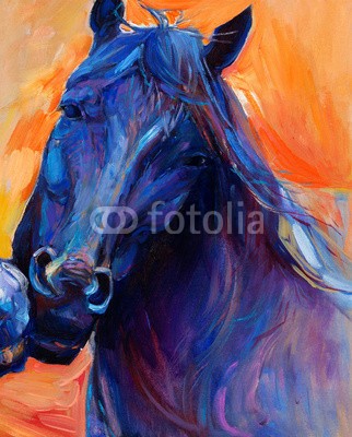 Boyan Dimitrov, Blue horse (pferd, öl, tier, malerei, bauernhof, portrait, kunst, natur, braun, canvas, bild, zeichnung, abbildung, kopf, säugetier, kunstvoll, backgrounds, weiß, freiheit, ländliche, galopp, himmel, blau, feld, artwork, haustier, häusliche, schöner, wild, al)