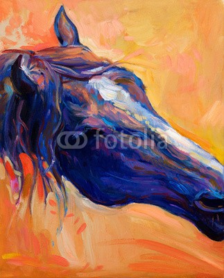 Boyan Dimitrov, Blue horse (pferd, öl, tier, malerei, bauernhof, portrait, kunst, natur, braun, canvas, bild, zeichnung, abbildung, kopf, säugetier, kunstvoll, backgrounds, weiß, freiheit, ländliche, galopp, himmel, blau, feld, artwork, haustier, häusliche, schöner, wild, al)
