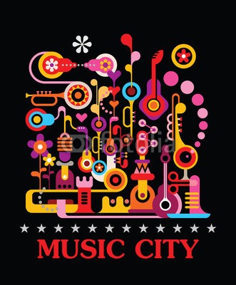 dan8, Music City (musik, festival, vektor, kunst, abbildung, abstrakt, jazz, gitarre, saxophon, saxophon, entwerfen, grafik, konzert, fabrik, party, isoliert, blume, piano, bizarre, karneval, klingen, geformt, figuren, phantastisch, backgrounds, retro, jahrgang, herz, nach)