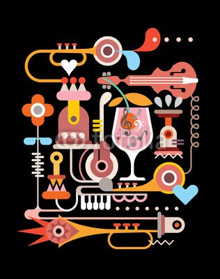 dan8, Music Party (musik, festival, vektor, kunst, abbildung, abstrakt, jazz, gitarre, cocktail, saxophon, saxophon, entwerfen, grafik, konzert, party, isoliert, blume, piano, klingen, geformt, viola, violine, figuren, phantastisch, backgrounds, retro, jahrgang, herz, nach)