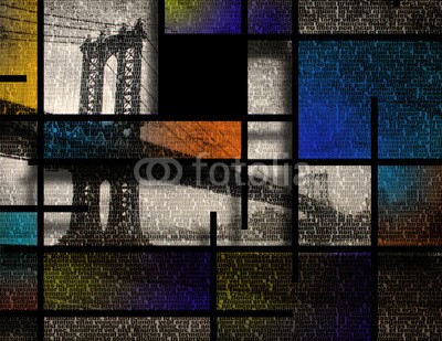 rolffimages, Modern Art Inspired Landscape New York City (text, wort, modern, new york city, kunst, brücke, architektur, skyline, stadt, urbano, neu, brooklyn, downtown, orientierungspunkt, manhattan, rivers, schöner, york, entwerfen, amerika, berühmt, groß, american, schönheit, wolken, stadtlandschaf)