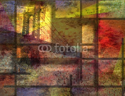 rolffimages, Modern Art Inspired Landscape New York City (architektur, skyline, stadt, urbano, new york city, brücke, text, wort, modern, kunst, neu, brooklyn, downtown, orientierungspunkt, manhattan, rivers, schöner, york, entwerfen, amerika, berühmt, groß, american, schönheit, wolken, stadtlandschaf)