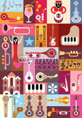 dan8, Music Graphic Design (musik, party, vektor, cocktail, band, entwerfen, festival, musiker, musikalisch, gitarre, abstrakt, piano, grafik, pop art, konzert, trinken, banner, sammlung, saxophon, saxophon, trompete, alkohol, lied, vertikal, zeichen, posters, kunst, mustern, orname)