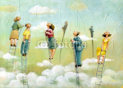nuvolanevicata, what' up (frau, mann, junge, mädchen, himmel, treppe, konzept, paradise, aufbessern, wachsen, ausfragen, spirit, seele, tod, durchgang, zukunft, bekommen, glauben, vorstellen, surreal, kreuz, kunst, malerei, hoc)