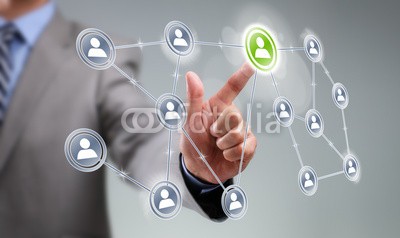 Brian Jackson, Social media interface (business, cyberspace, meldung, medien, gemeinde, network, freundinnen, marketing, gespann, zusammenarbeit, touch screen, futuristisch, soziales, rührend, finger, mann, icon, e-mail, computer, symbol, multimedia, hand, technologie, interface, mörte)