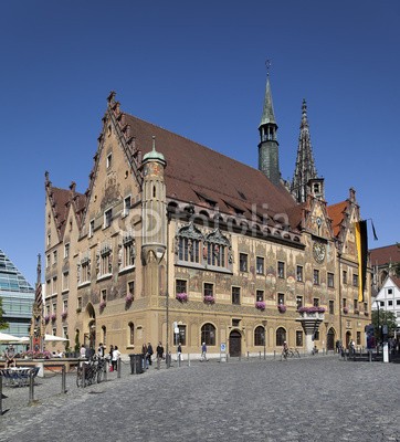 Blickfang, Rathaus Ulm (deutsch, architektur, historisch, bejahrt, touristisch, sehenswürdigkeit, rathaus, donau, dom, kirche, dom, panorama, haus, reisen, urlau)