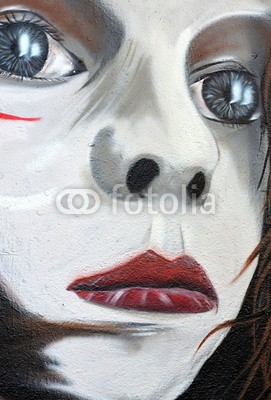 celeste clochard, graffiti (graffiti, gesicht, frau, depression, kunst, hauptstädtisch, malen, wand, ausdruck, farbe, bunt, abstrakt, schweiz, symbol, desig)