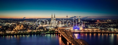 davis, Cologne Panorama at night (cologne, cologne, panorama, skyline, luftbild, architektur, nacht, rhein, do)