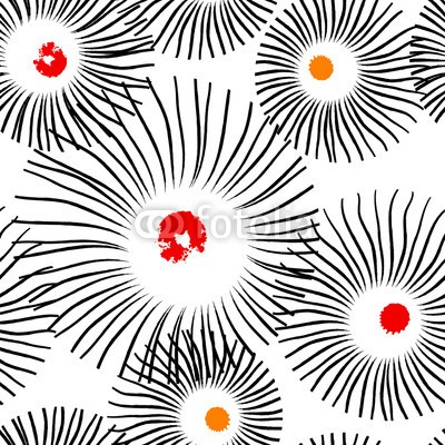 Kirsten Hinte, seamless pattern background, with circles, strokes and splashes, (schwarzweiß, abstrakt, kunst, backgrounds, schwarz, hell, bürste, kreisförmig, kreis, deckung, entwerfen, punktieren, stoff, blume, floral, grafik, schmutzig, geometrisch, abbildung, tinte, interieur, papier, pop, posters, retro, runde, wiederholun)