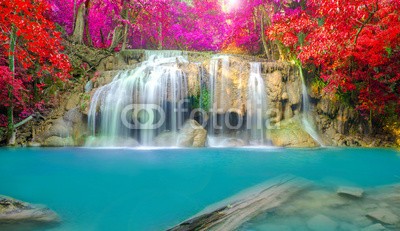 casanowe, Waterfall in Deep forest at Erawan waterfall National Park (wasserfall, bláa lónið, wald, rivers, wasser, backgrounds, wild, siam, park, fels, strömen, kühl, nass, baum, laubwerk, tropisch, grün, frühling, flüssig, konserven, leaf, schwimmen, szenerie, sauber, paradise, strömend, himmel, wunderbar, hol)