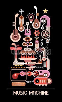 dan8, Music Machine vector illustration (kunst, abstrakt, vektor, musik, musikalisch, musikinstrument, maschine, gitarre, text, grafik, entwerfen, posters, maschinerie, computer, auge, gerät, ausstattung, zeichen, fantasie, phantastisch, party, festival, konzert, unterhaltung, pop, kultu)