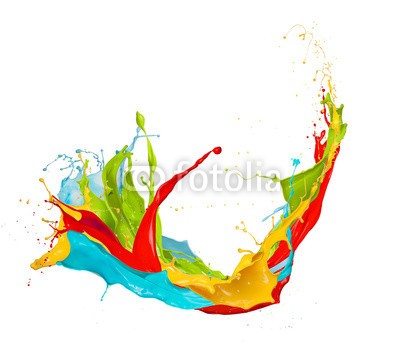 Jag_cz, Colored splashes on white background (farbe, bunt, platsch, abstrakt, weiß, fließen, close-up, zusammenlegung, malen, 3d, grün, isoliert, nass, strömend, flüssig, flüssigkeit, backgrounds, rot, trinken, welle, gelb, tinte, studio, flecken, blumenstrauss, bürste, licht, tropfen, glat)