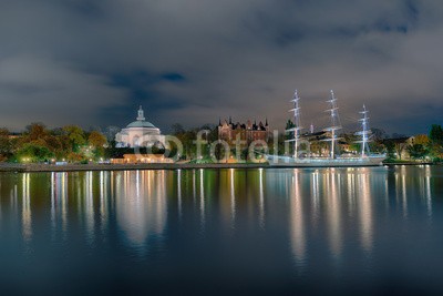 Blickfang, Stockholm Panorama beleuchtet (hauptstadt, schweden, panorama, europa, bücher, historisch, architektur, touristisch, museum, schiff, boot, beleuchtet, nacht, wasser, hafen, ro)