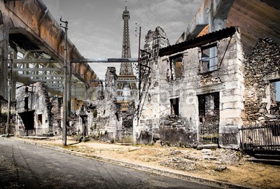 Giuseppe Porzani, vista della Tour post bellica (paris, eiffelturm, kriegen, kriegen, ruine, leerstehend, apokalypse, fabrik, flüchtiger blick, gebäude, post, apokalyptisch, turm, stadt, eiffelturm, jahrgang, industrie, zerstörung, gewerblich, alt, zerstört, architektur, gefährlich, alt, retr)