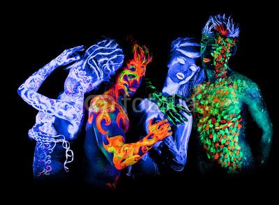 Andrey_Arkusha, Four - Body art glowing in ultraviolet light (4, erwachsen, luft, und, wasser, wasser, kunst, schöner, bizarre, schwarz, blau, körper, charmant, kalt, farbe, kreativ, teufel, welt, elemente, phantastisch, fantasy, feuer, flamme, 4, futuristisch, mädchen, glühend, grün, hölle, hot, magisch, makeu)