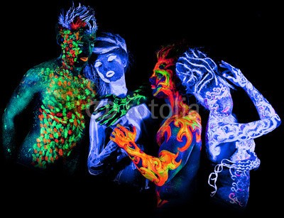 Andrey_Arkusha, Four - Body art glowing in ultraviolet light (4, erwachsen, luft, und, wasser, wasser, kunst, schöner, bizarre, schwarz, blau, körper, charmant, kalt, farbe, kreativ, teufel, welt, elemente, phantastisch, fantasy, feuer, flamme, 4, futuristisch, mädchen, glühend, grün, hölle, hot, magisch, makeu)