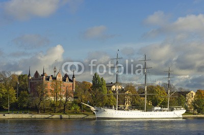 Blickfang, Stockholm Panorama (hauptstadt, schweden, panorama, europa, bücher, historisch, architektur, touristisch, museum, schiff, boot, beleuchtet, nacht, wasser, hafen, rot, stockhol)