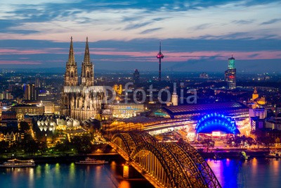 davis, cologne late autumn (cologne, cologne, panorama, herbst, rhein, dom, stadt, skyline, architektu)