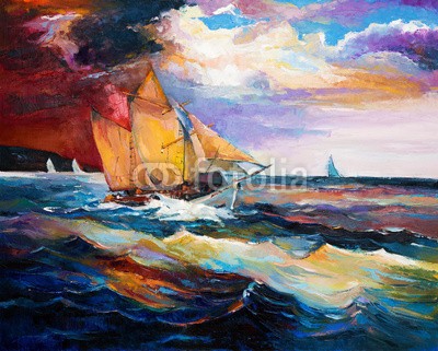 Boyan Dimitrov, Ship (kunst, abstrakt, acryl, künstler, kunstvoll, artwork, kulisse, backgrounds, strand, blau, boot, hell, bürste, canvas, farbe, bunt, sätze, kreativität, dekoration, entwerfen, zeichnung, fregatte, hafen, abbildung, abbild, impressionismus, landschaf)