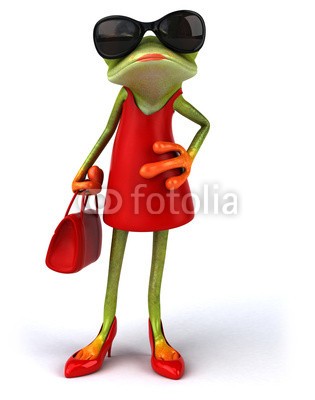 julien tromeur, Fun frog (tier, ökosystem, auge, frog, grün, natur, schleimig, klebrig, unke, zehe, tropisch, tropics, wildlife, 3d, abbildung, sexy, gestalten, modellieren, hooker, rot, garniert, schuh, stil, frau, lippenstift, tasche, handtasche, weiblich, attraktiv, hübsc)