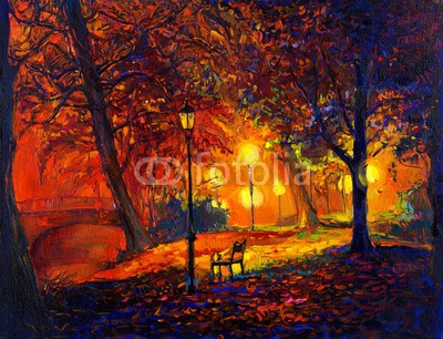 Boyan Dimitrov, Autumn landscape (herbst, park, natur, landschaft, see, rivers, kunst, backgrounds, abbildung, baum, jahreszeit, artwork, wasser, zeichnung, wald, kunstvoll, bunt, himmel, schöner, draußen, gras, öl, blau, entwerfen, malen, bild, abstrakt, grün, staat, gelb, canva)