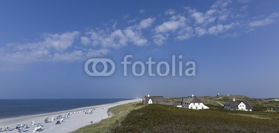 Blickfang, Kliffende Sylt (blau, deutsch, reiseziel, insel, meer, sand, urlaub, touristisch, nordsee, sylt, wasser, panorama, welle, stranden, strandkorb, himmel, attraktion, norderney, europ)