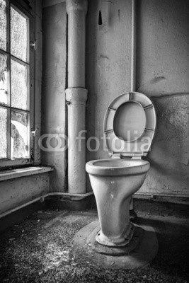Tilo Grellmann, WC (badehaus, badezimmer, waschraum, wc, raum, becken, zapfen, lebensraum, haus, tür, geschlossen, bejahrt, ruine, verfallen, vergessen, lichtstrahlen, gebäude, haus, arm, armut, fenster, dreck, dreck, kalt, dunkel, nass, renovieren, erweiterung, umba)