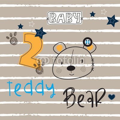 yoliana, teddy bear embroidery on striped background vector illustration (sommer, hübsch, cartoons, verpackung, tapete, begrüssung, charmant, baby, pfoten, bär, süss, vektor, fröhlichkeit, kopf, teddy, stern, kindisch, grafik, karte, gestreift, gestalten, stoff, lächeln, abbildung, spassig, dekorativ, nummern, artwor)