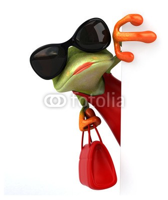 julien tromeur, Fun frog (tier, ökosystem, auge, frog, grün, natur, schleimig, klebrig, unke, zehe, tropisch, tropics, wildlife, 3d, abbildung, sexy, gestalten, modellieren, hooker, rot, garniert, schuh, stil, frau, lippenstift, tasche, handtasche, weiblich, attraktiv, hübsc)