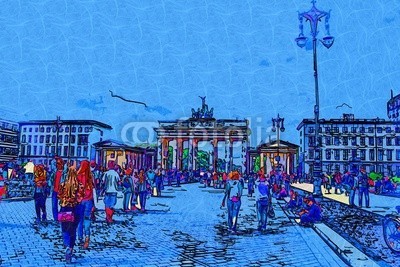 maxtor777, Berlin art design illustration (abstrakt, architektur, kunst, backgrounds, berlin, hell, stadtlandschaft, ausschnitt, pfad, verfärbt, bunt, kreativität, europa, deutsch, grunge, abbildung, tinte, orientierungspunkt, monuments, malen, panoramisch, papier, skyline, platsch, spritze)