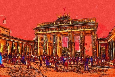 maxtor777, Berlin art design illustration (abstrakt, architektur, kunst, backgrounds, berlin, hell, stadtlandschaft, ausschnitt, pfad, verfärbt, bunt, kreativität, europa, deutsch, grunge, abbildung, tinte, orientierungspunkt, monuments, malen, panoramisch, papier, skyline, platsch, spritze)