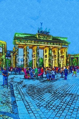 maxtor777, Berlin art design illustration (abstrakt, architektur, kunst, backgrounds, berlin, hell, stadtlandschaft, ausschnitt, pfad, verfärbt, bunt, kreativität, europa, deutsch, grunge, abbildung, tinte, orientierungspunkt, monuments, malen, panoramisch, papier, skyline, platsch, spritze)